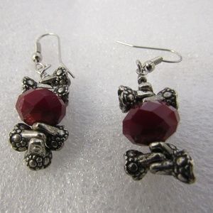 Hand Made REd and Silver Bead Earrings